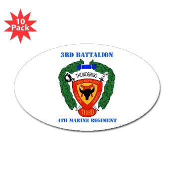 3B4M - M01 - 01 - 3rd Battalion 4th Marines with Text - Sticker (Oval 10 pk) - Click Image to Close